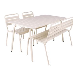 MaximaVida metalen tuinset Max ivoor 150 cm 1 tafel met 2 stoelen en 1 MaximaVida metalen tuinset Max ivoor 150 cm 1 tafel met 2 stoelen en 1