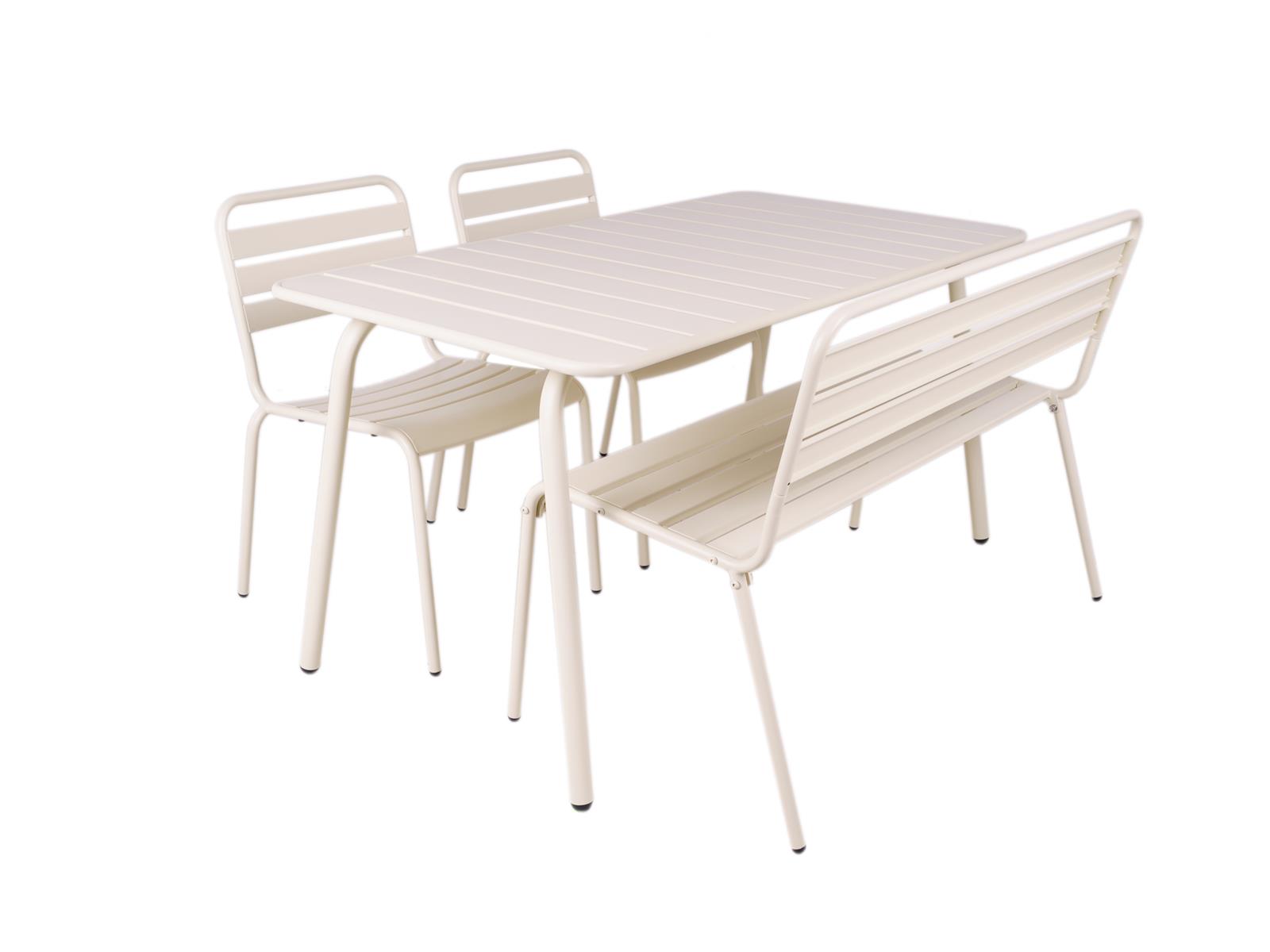 MaximaVida metalen tuinset Max ivoor 150 cm 1 tafel met 2 stoelen en 1