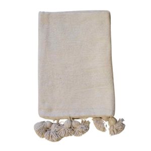 MÔMÉ Plaid Pom Pom – crème – 95 x 175 cm MÔMÉ Plaid Pom Pom – crème – 95 x 175 cm