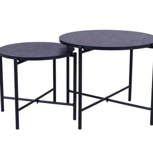 MaximaVida salontafel set Chicago 62 en 49 cm kruisframe zwart – pinew MaximaVida salontafel set Chicago 62 en 49 cm kruisframe zwart – pinew