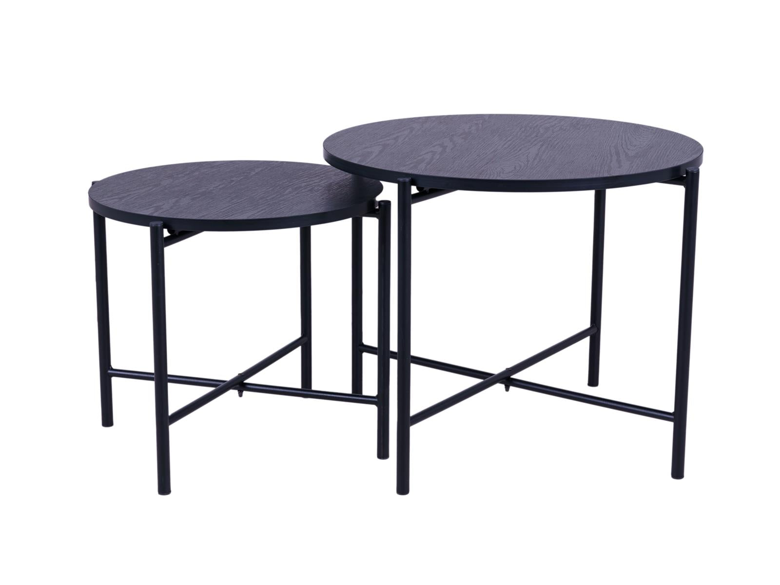 MaximaVida salontafel set Chicago 62 en 49 cm kruisframe zwart - pinew