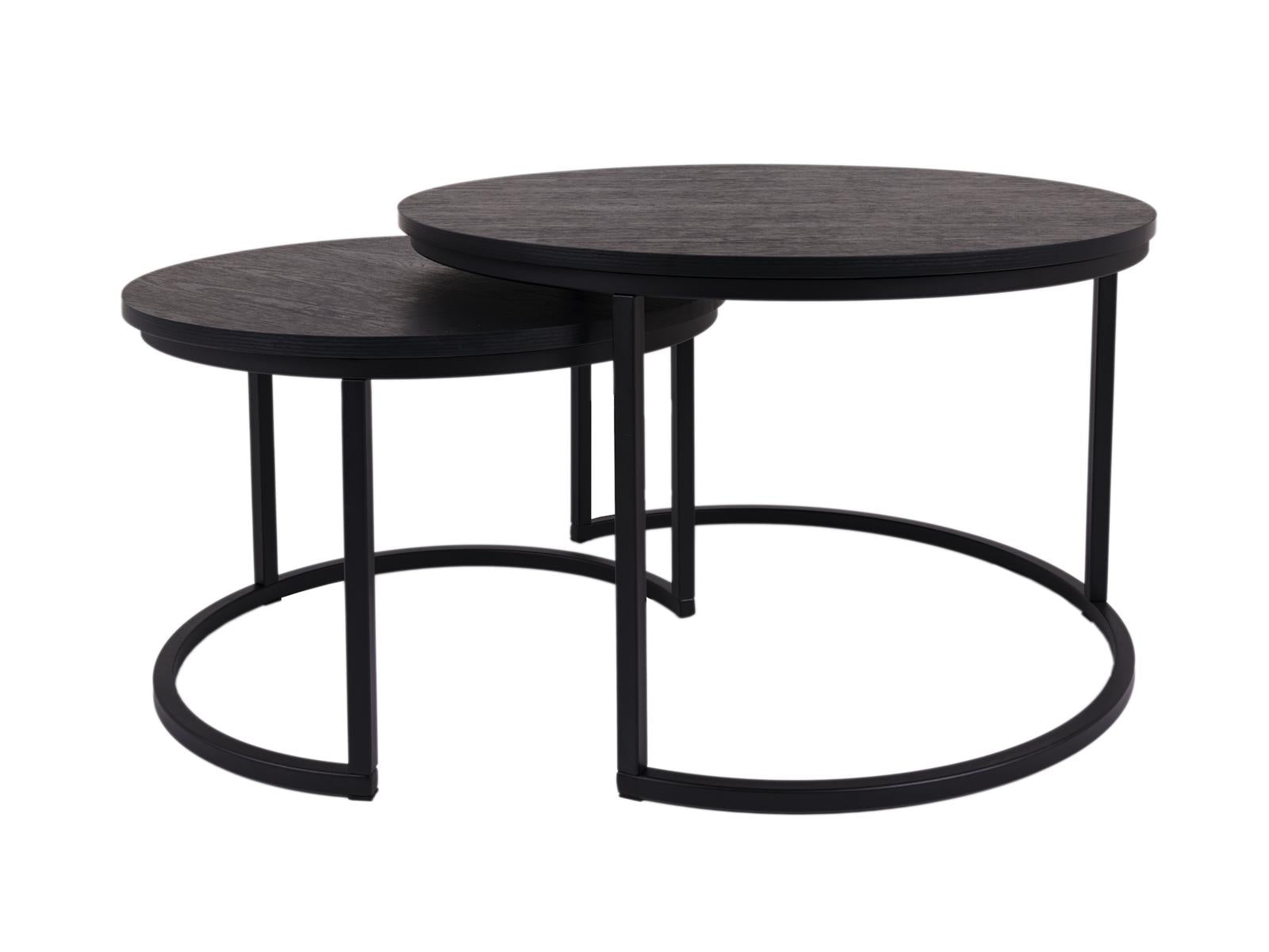 MaximaVida ronde salontafel set Chicago XL zwart 75 cm - pinewood fine