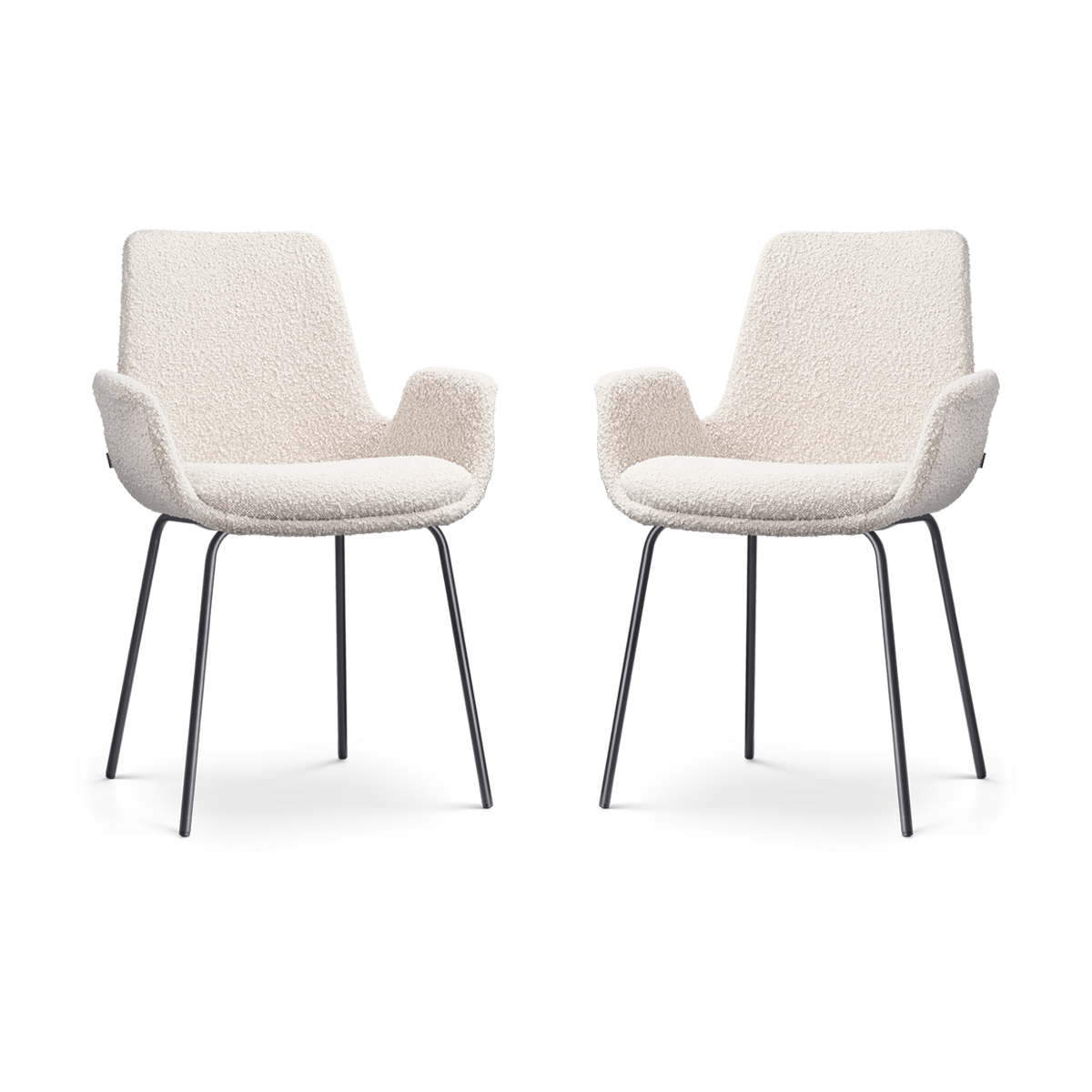 Nolon Nora-Eef eetkamerstoel bouclé beige - zwart onderstel - set van