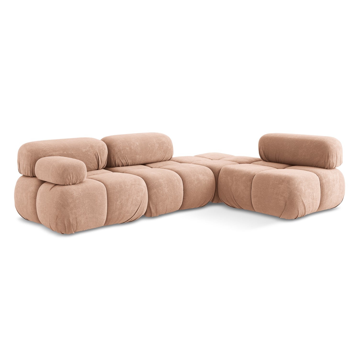 LaMiaSofa hoekbank rechts Sanremo - chenille stof - perzik - 285x190x7