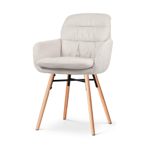 Nolon Nena-Mia Eetkamerstoel Beige – met Armleuning – Houten Poten Nolon Nena-Mia Eetkamerstoel Beige – met Armleuning – Houten Poten