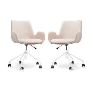 Nolon Nout-Eef Bureaustoelen Set van 2 – Beige – Wit Onderstel