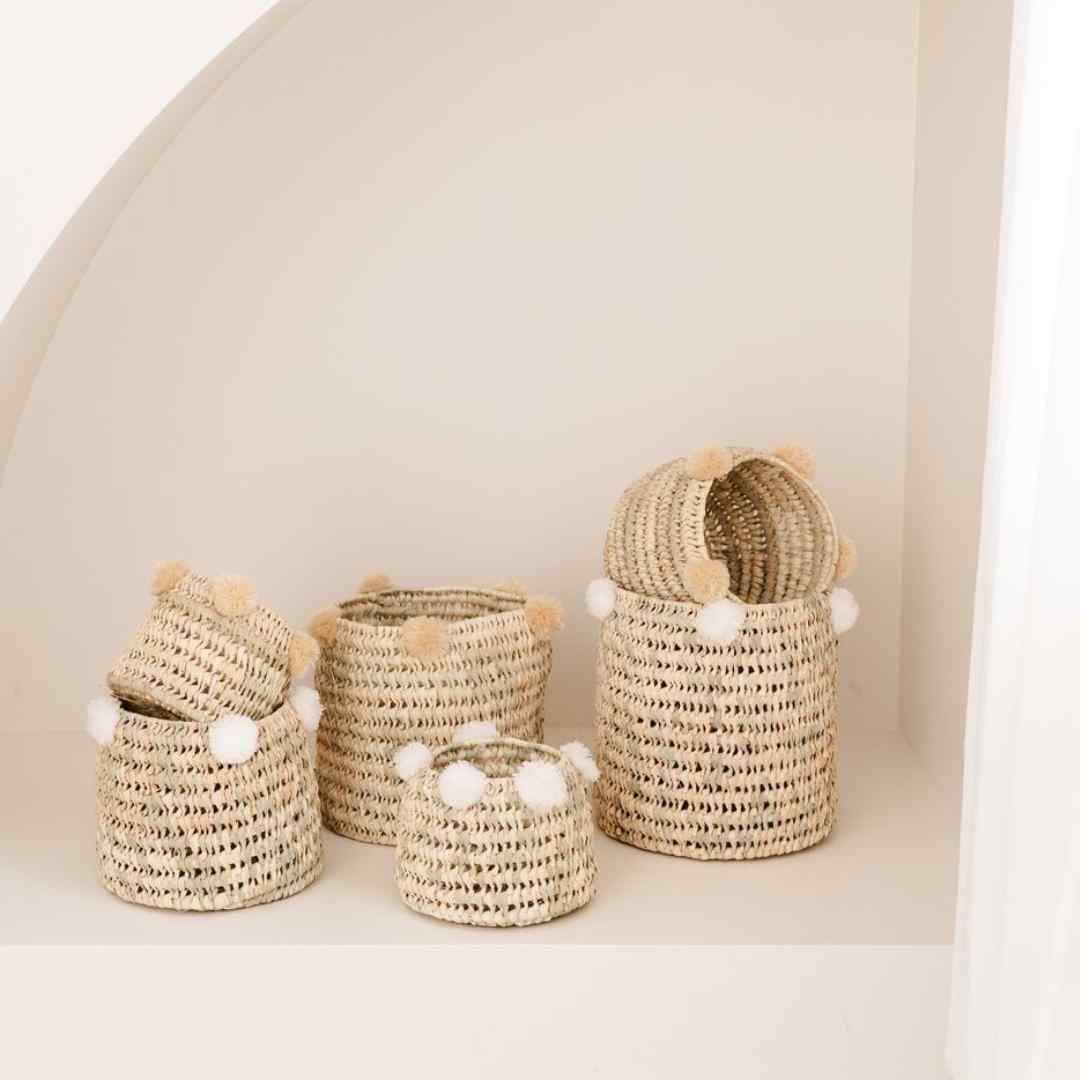 NOA MAY Mand Boho -naturel/beige - zeegras/katoen - Ø 20 x h 18 cm