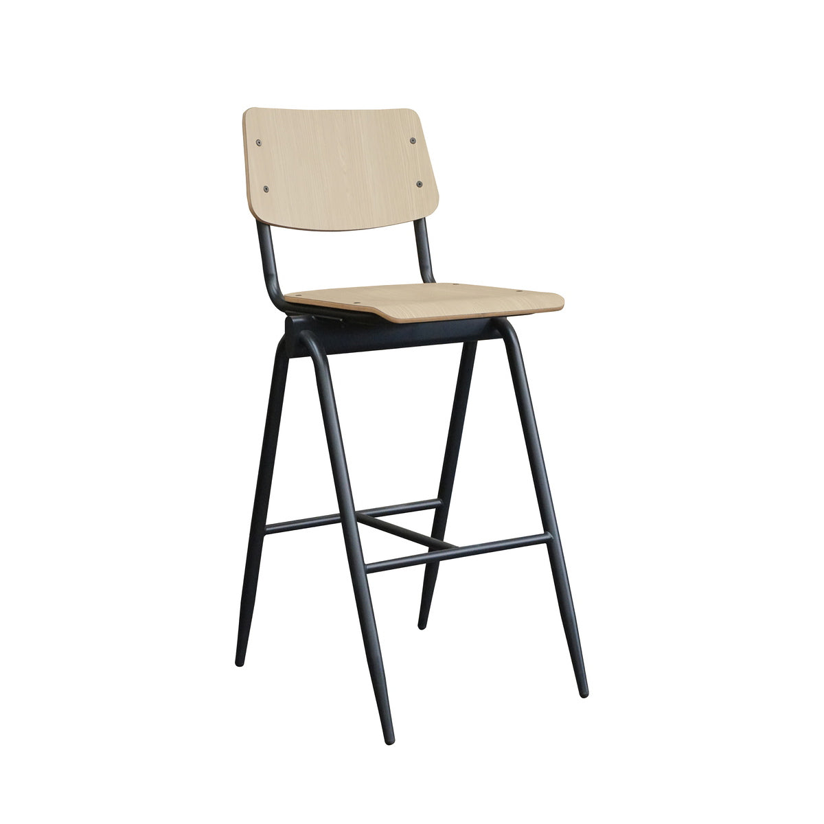 LABEL51 Barkruk Solid - Naturel Hout - Zithoogte 86cm - Set van 2