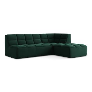 LaMiaSofa Modulaire hoekbank rechts Belluno – velours – flessengroen – LaMiaSofa Modulaire hoekbank rechts Belluno – velours – flessengroen –