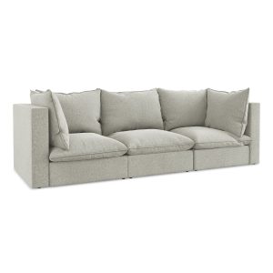 LaMiaSofa 3-zits bank Ravenna – velours – lichtgrijs – 255x90x77