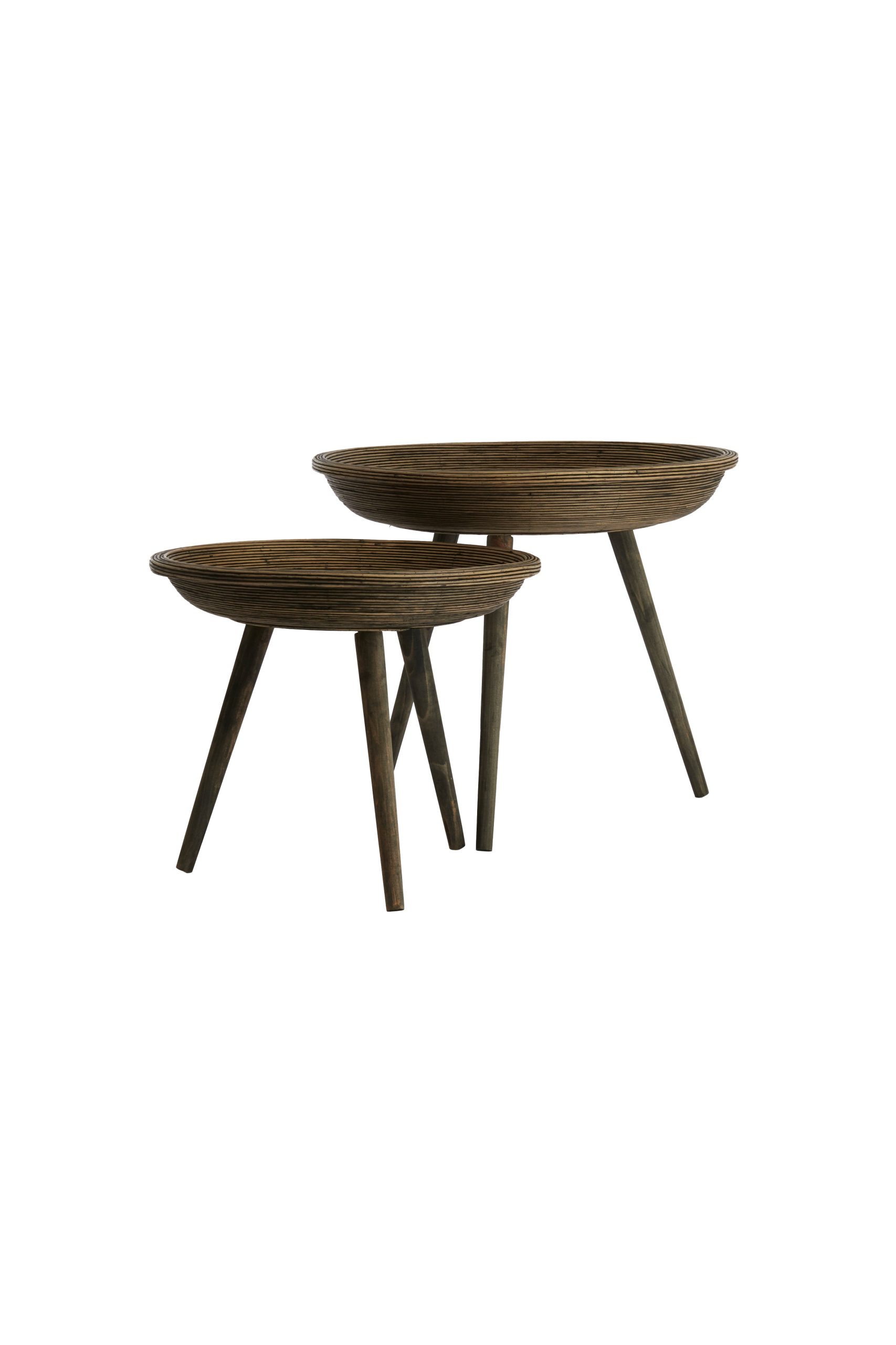 Light & Living bijzettafel COLON - Ø56x48cm - bruin - Set van 2