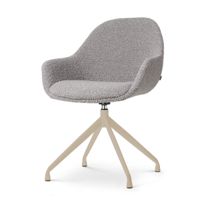 Nolon Nola-Mae draaibare eetkamerstoel bouclé taupe beige onderstel Nolon Nola-Mae draaibare eetkamerstoel bouclé taupe beige onderstel