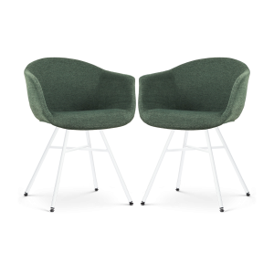 Nolon Noa-Otis Eetkamerstoelen Set van 2 – Donkergroen – Witte Poten Nolon Noa-Otis Eetkamerstoelen Set van 2 – Donkergroen – Witte Poten