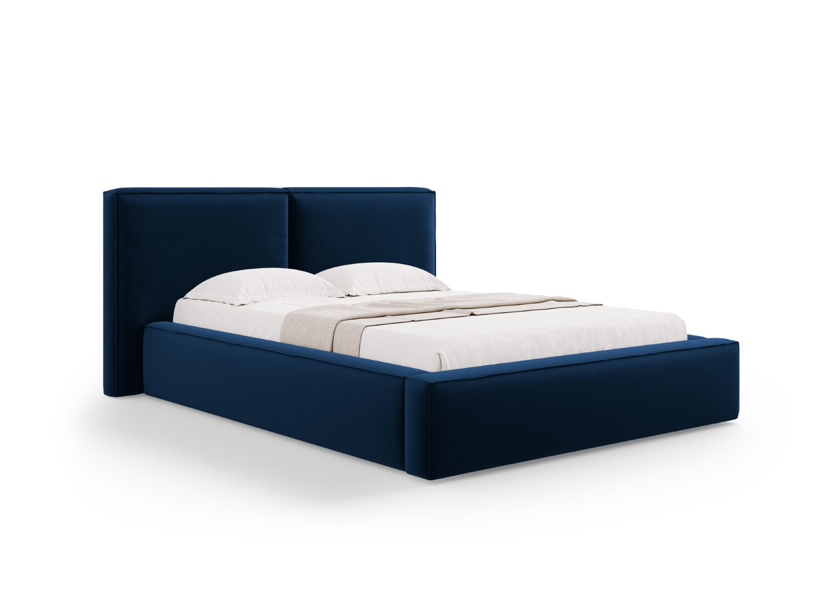 Micadoni Opbergbed met hoofdeinde Jodie 140x200cm, flueel, koningsblau