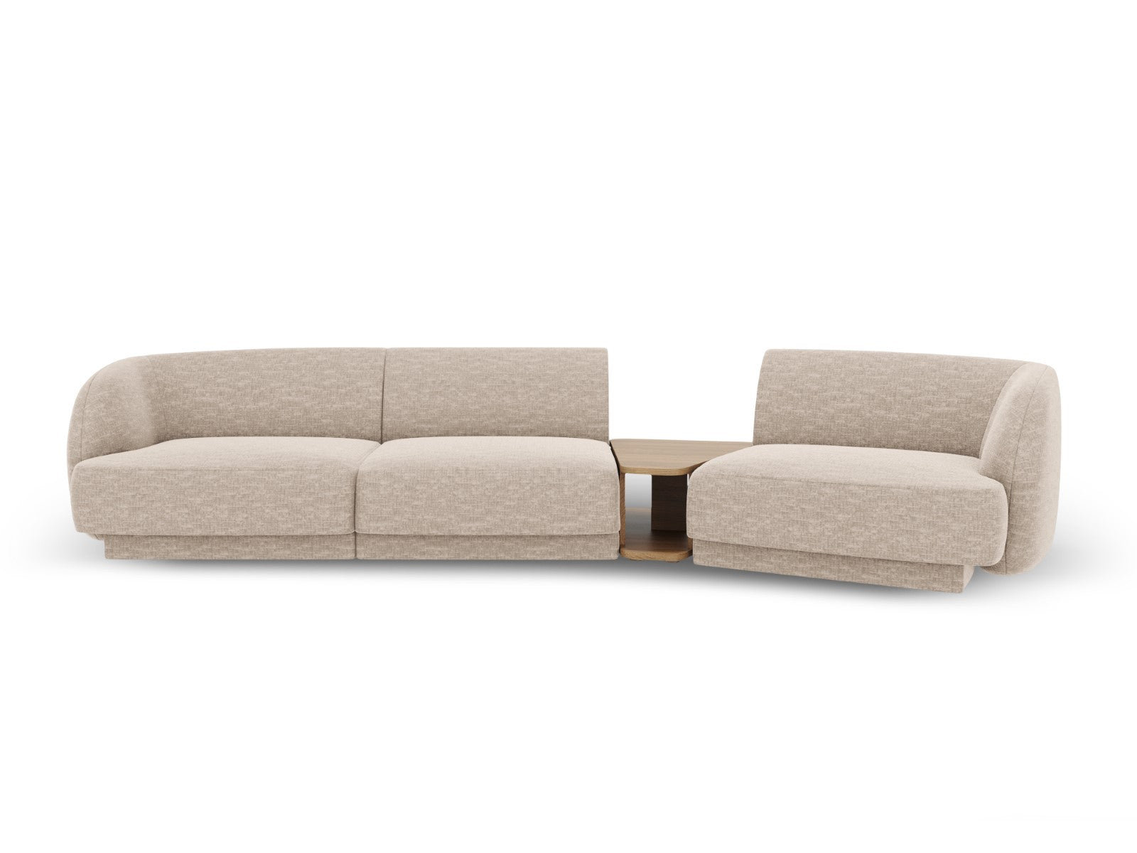 Micadoni Rechte modulaire bank Miley 3-zits, chenille, beige - 126x303