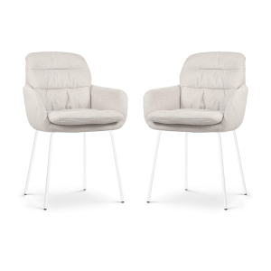 Nolon Nora-Mia Eetkamerstoelen Set van 2 – Beige – Wit Onderstel Nolon Nora-Mia Eetkamerstoelen Set van 2 – Beige – Wit Onderstel