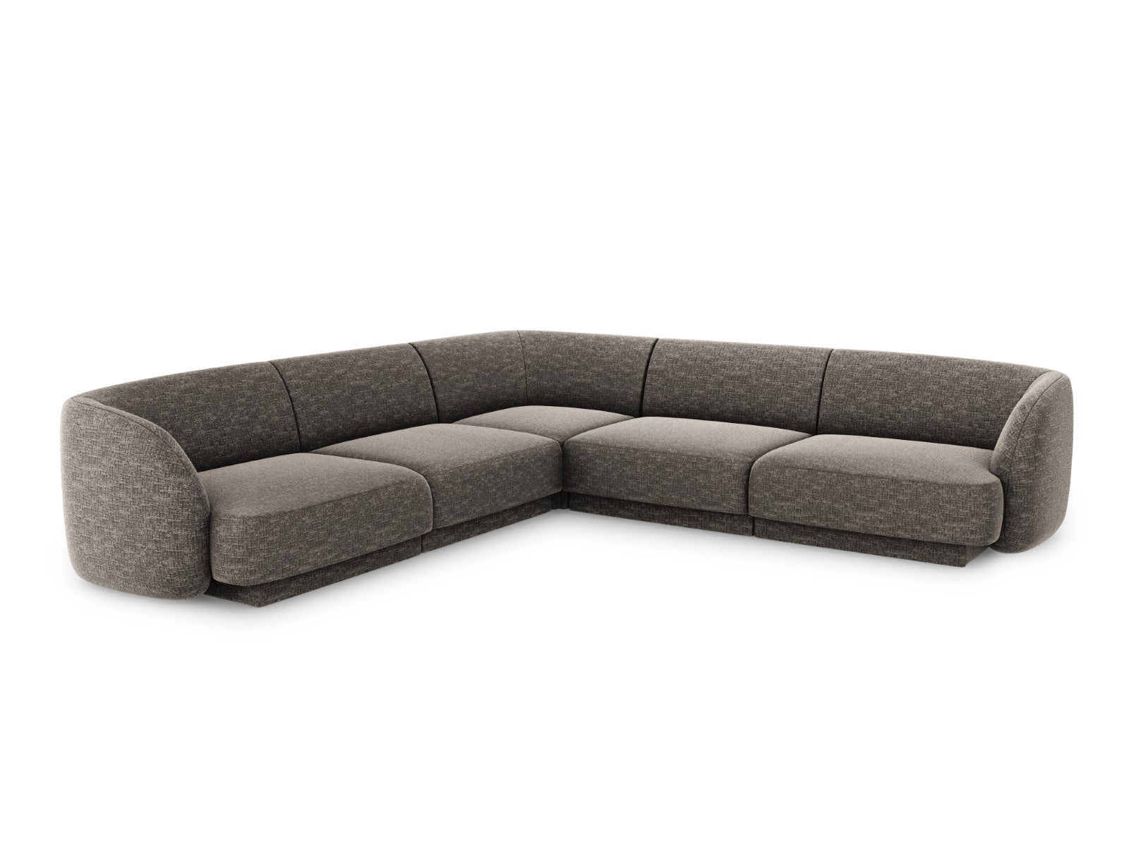 Micadoni Symmetrische hoekbank Miley 5-zits, chenille, grijs - 255x255