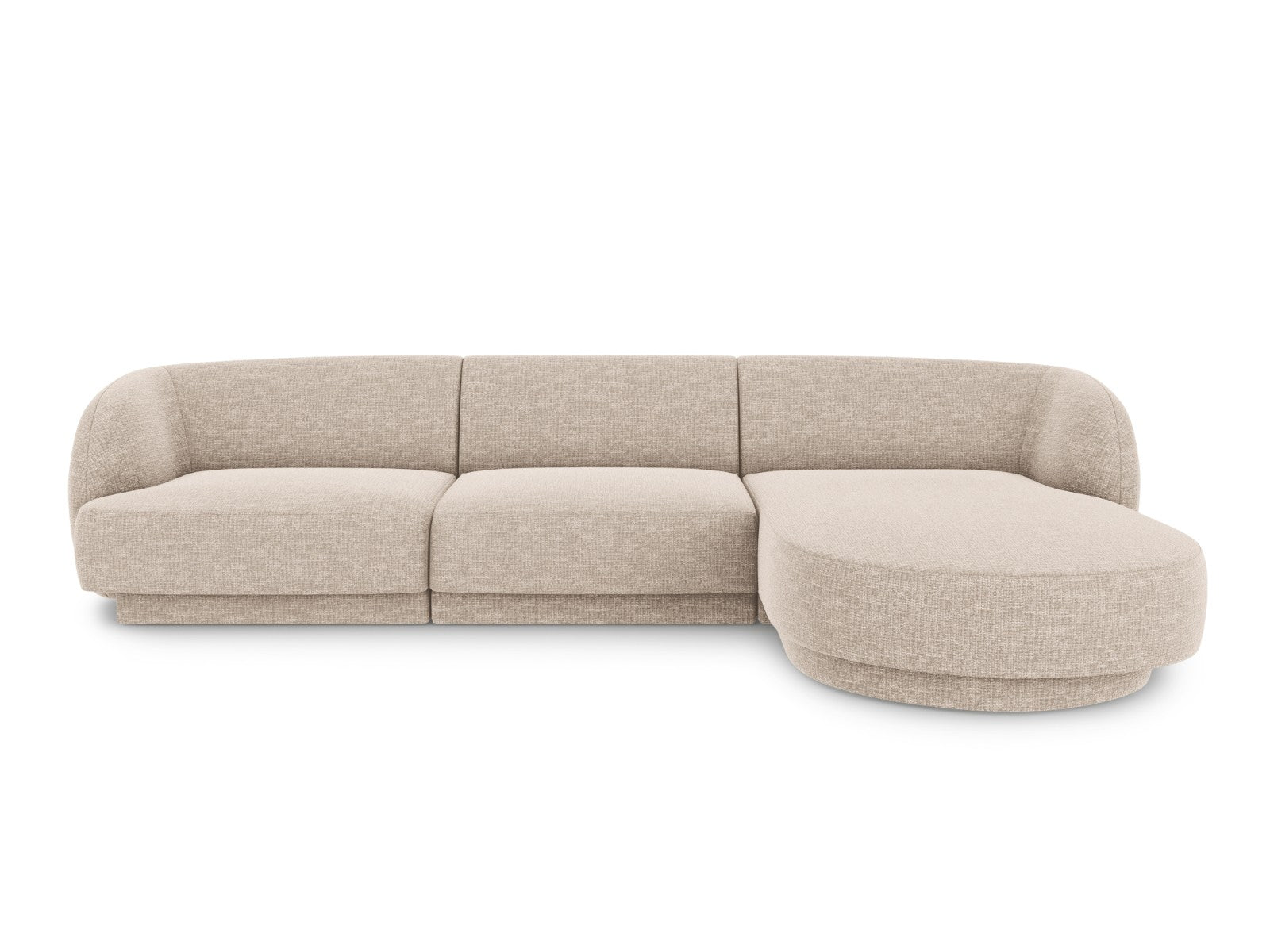 Micadoni rechter hoekbank Miley 4-zits, structurele stof beige - 156x2