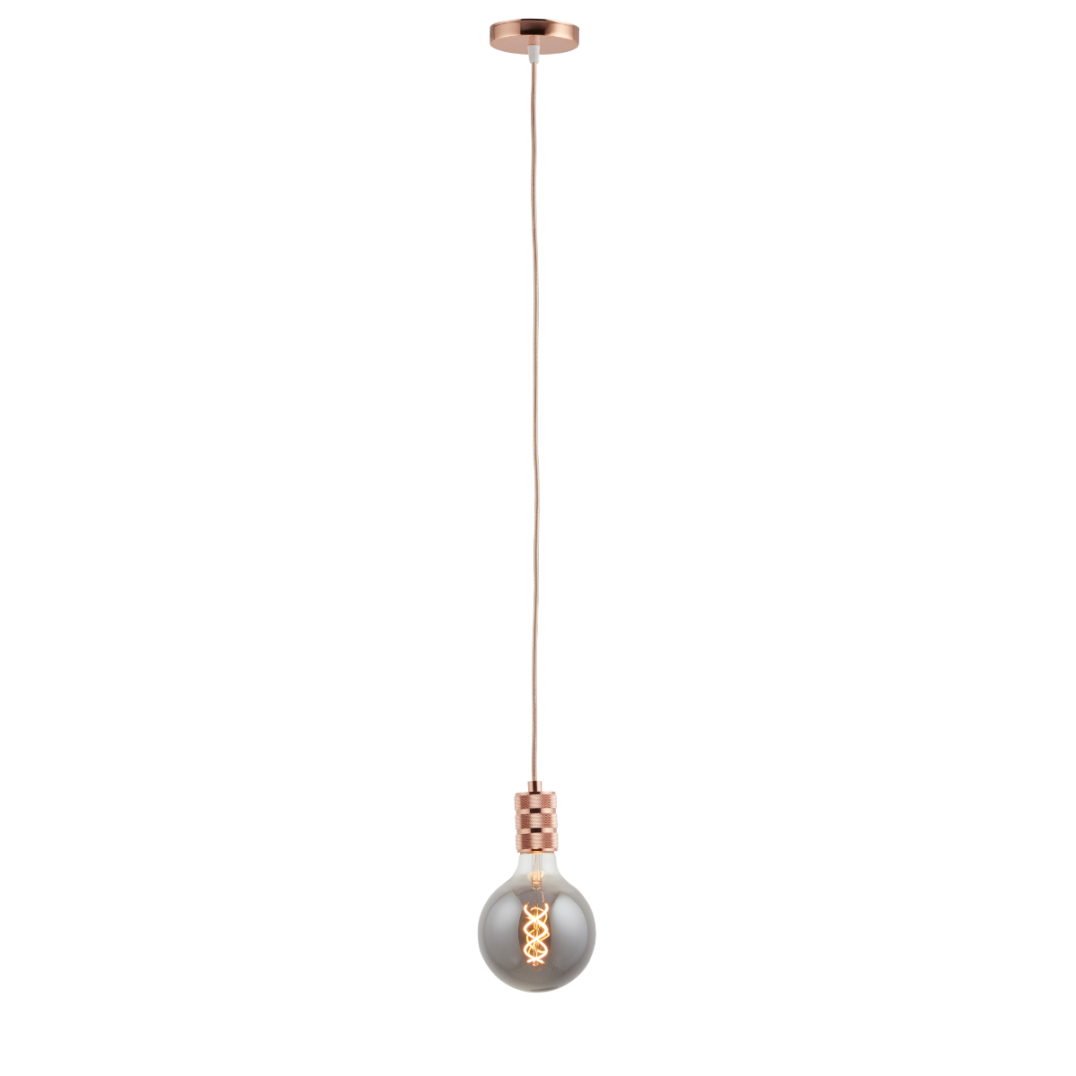 Lighto | Pendel Rosé Goud | Inclusief Lichtbron Rookglas | Retro | 1.5