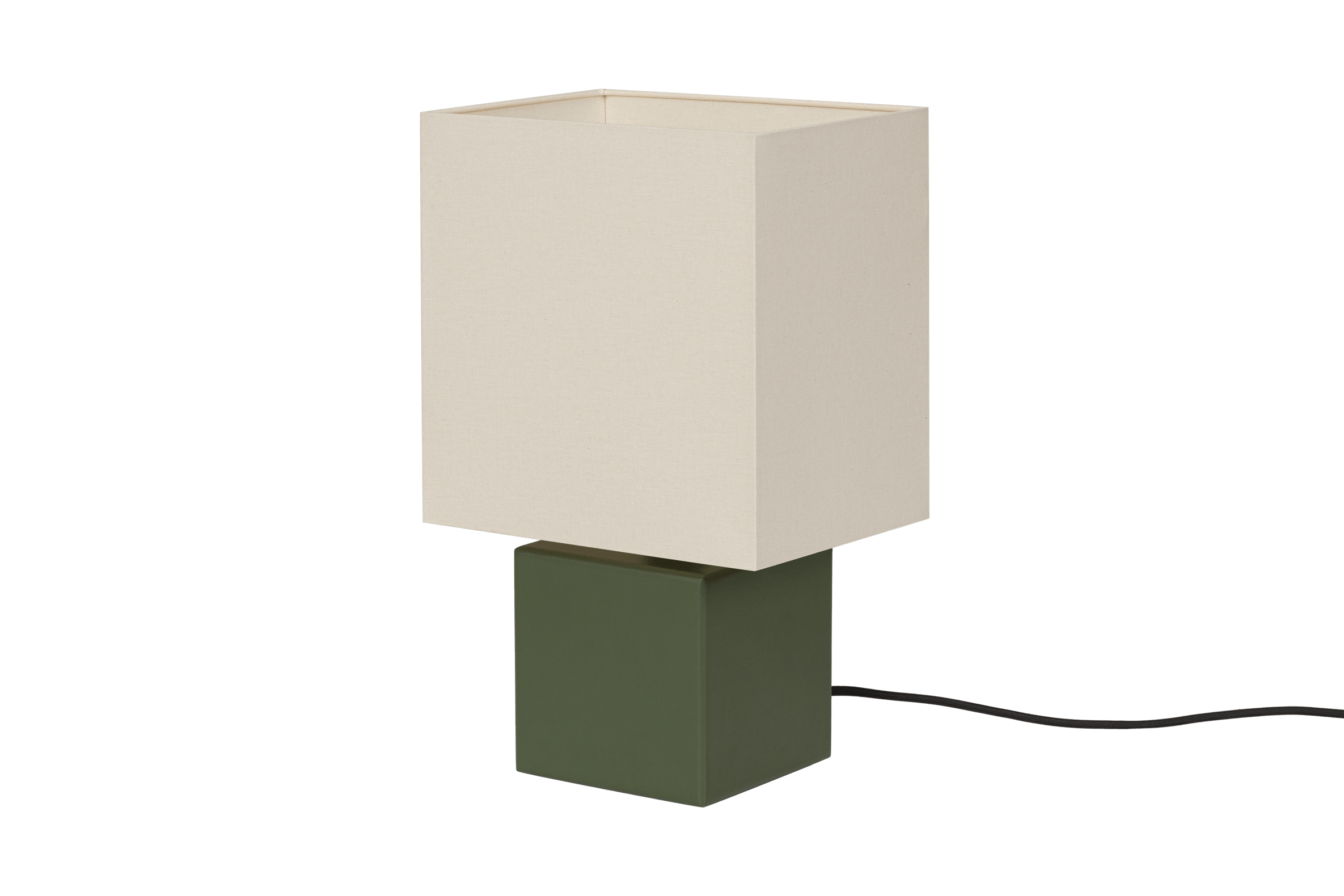 noo.ma Zam tafellamp - Forest Green, geometrisch design met houten voe