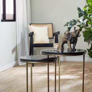 Light & Living bijzettafel SOBRINA – Ø50x52cm – zwart – Set van 2
