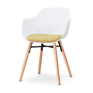 Nolon Nena-Liz eetkamerstoel wit met warm oker zitkussen – houten onde Nolon Nena-Liz eetkamerstoel wit met warm oker zitkussen – houten onde