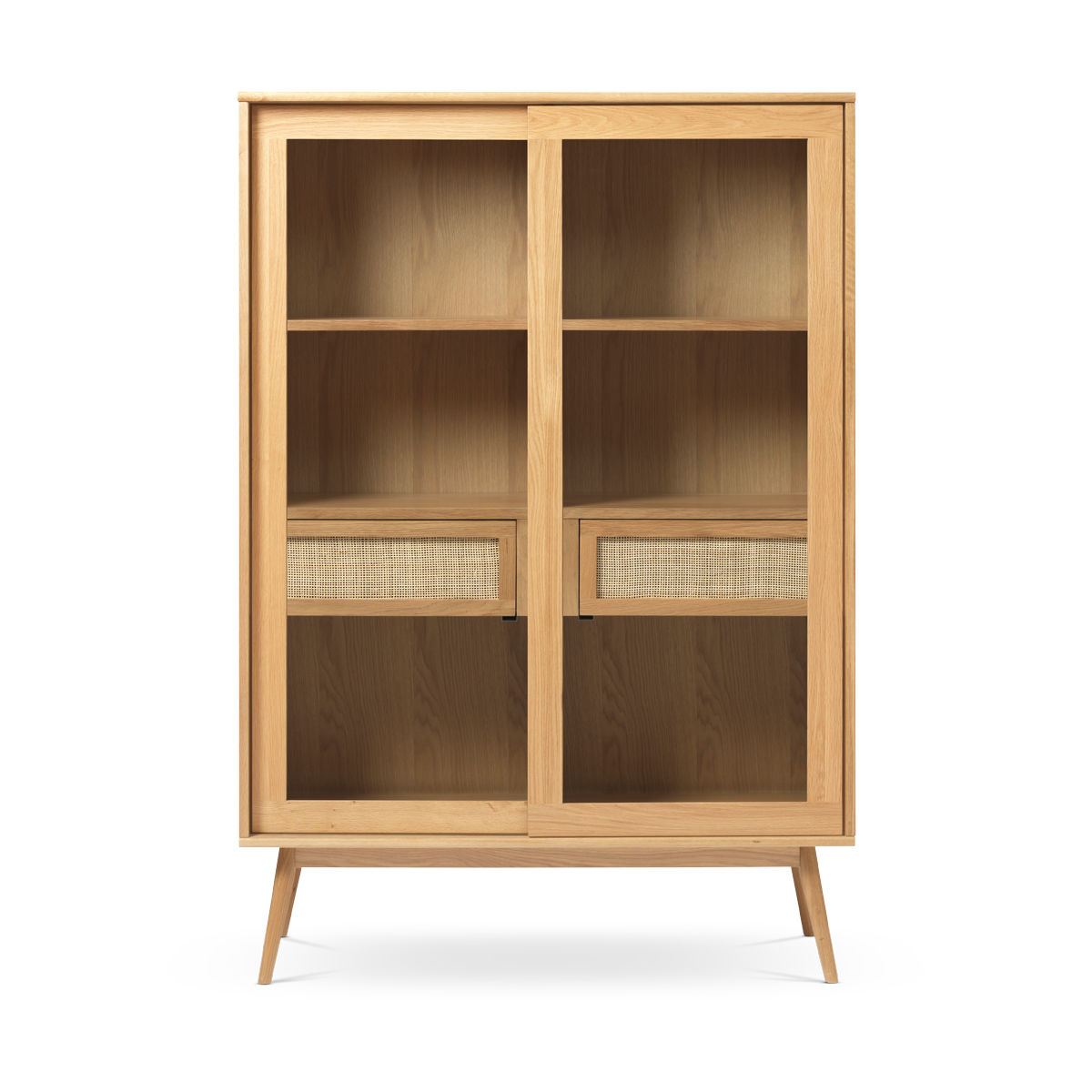 Olivine Boas Houten Vitrinekast met Lade - B 110 cm - Naturel