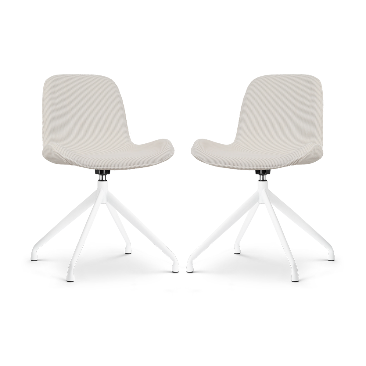 Nolon Nola-Fé Draaibare Eetkamerstoelen Set van 2 Rib Crème - Wit