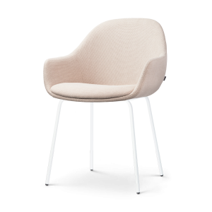 Nolon Nora-Mae Eetkamerstoel Beige – Armleuning – Witte Poten Nolon Nora-Mae Eetkamerstoel Beige – Armleuning – Witte Poten
