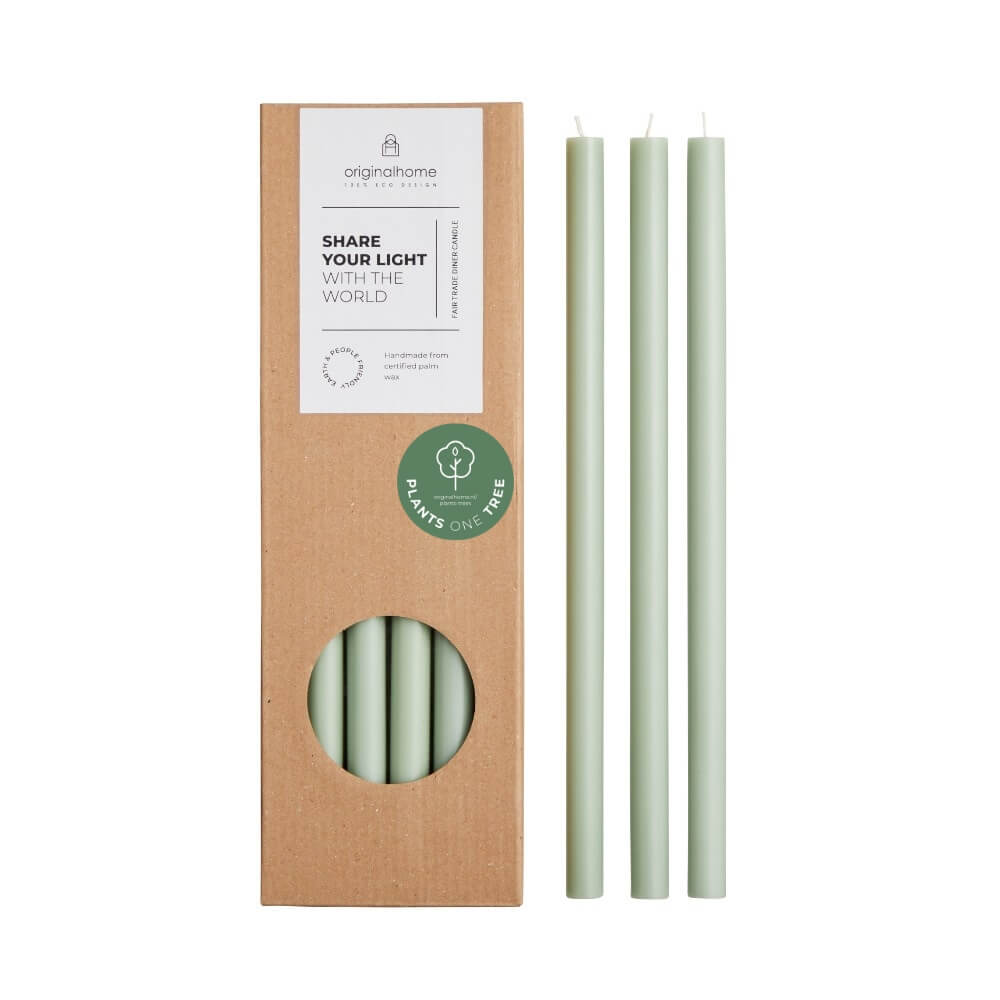 Originalhome dinerkaarsen - ø 1.3 cm - lichtgroen - set van 10