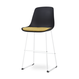 Nolon Nino-Liv Barkruk Zwart – Okergeel Kussen – Wit Frame – 75 cm Nolon Nino-Liv Barkruk Zwart – Okergeel Kussen – Wit Frame – 75 cm