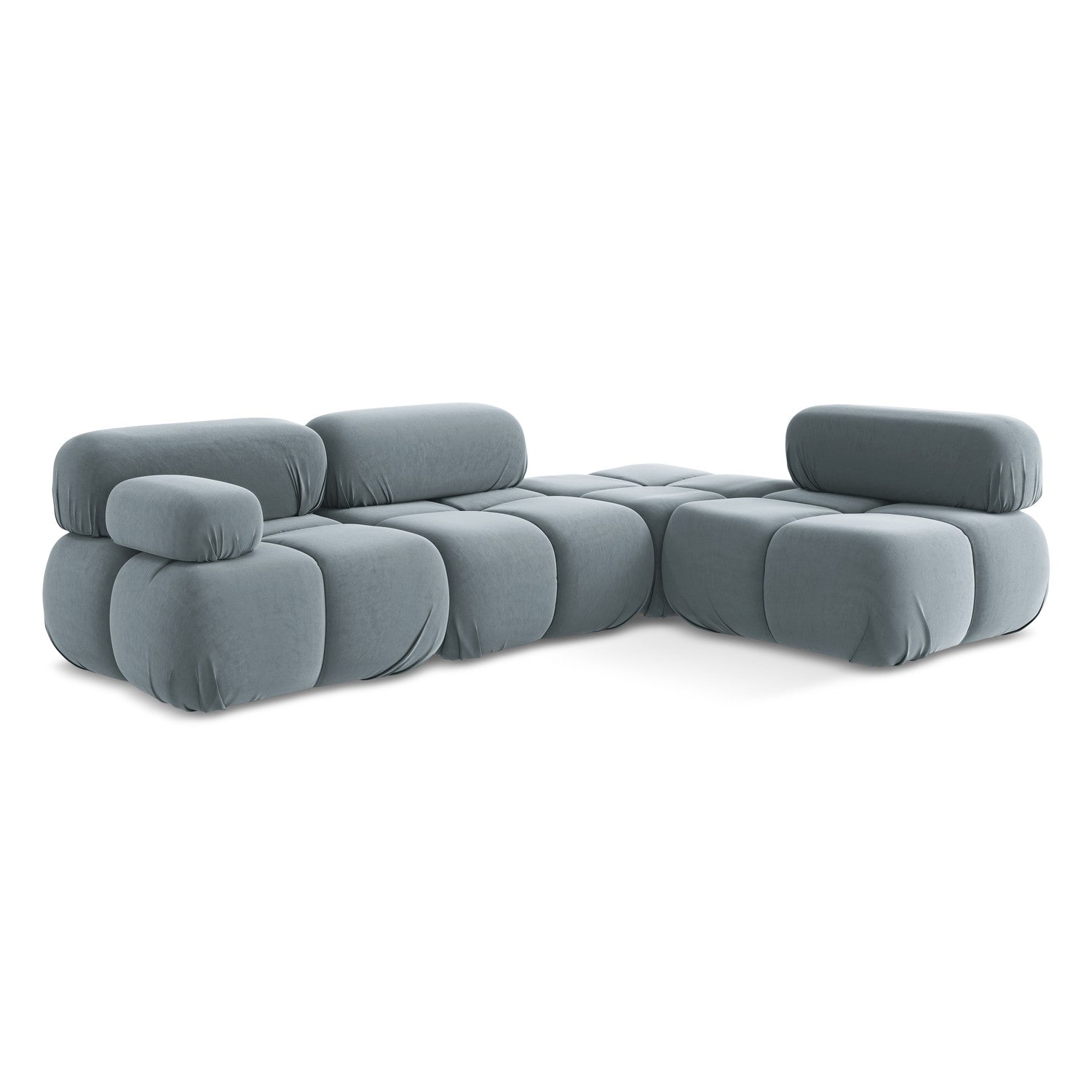 LaMiaSofa hoekbank rechts Sanremo - velours - lichtblauw - 285x190x70