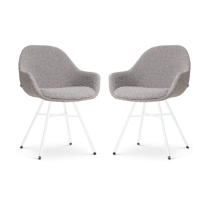 Nolon Noa-Mae Eetkamerstoelen Set van 2 – Bouclé Taupe – Witte Poten Nolon Noa-Mae Eetkamerstoelen Set van 2 – Bouclé Taupe – Witte Poten