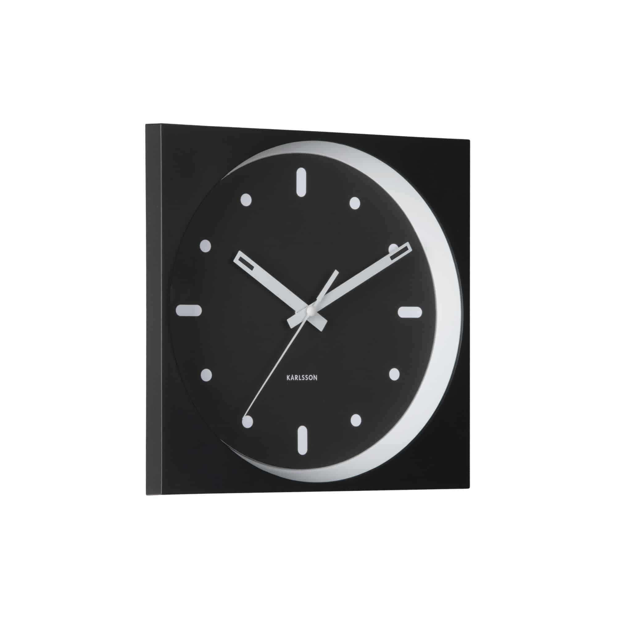 Karlsson wandklok Incesante Square - zwart - 25x25x25cm - Paddenstoell