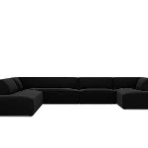 Micadoni Panoramische hoekbank links Ruby 7-zits, flueel, zwart – 273x Micadoni Panoramische hoekbank links Ruby 7-zits, flueel, zwart – 273x