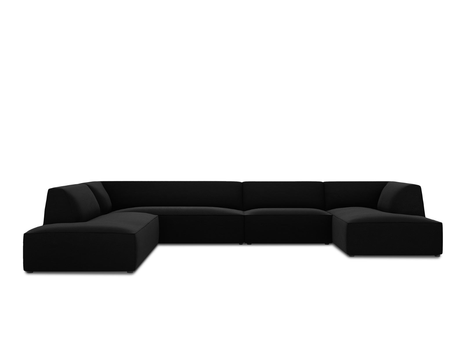 Micadoni Panoramische hoekbank links Ruby 7-zits, flueel, zwart - 273x