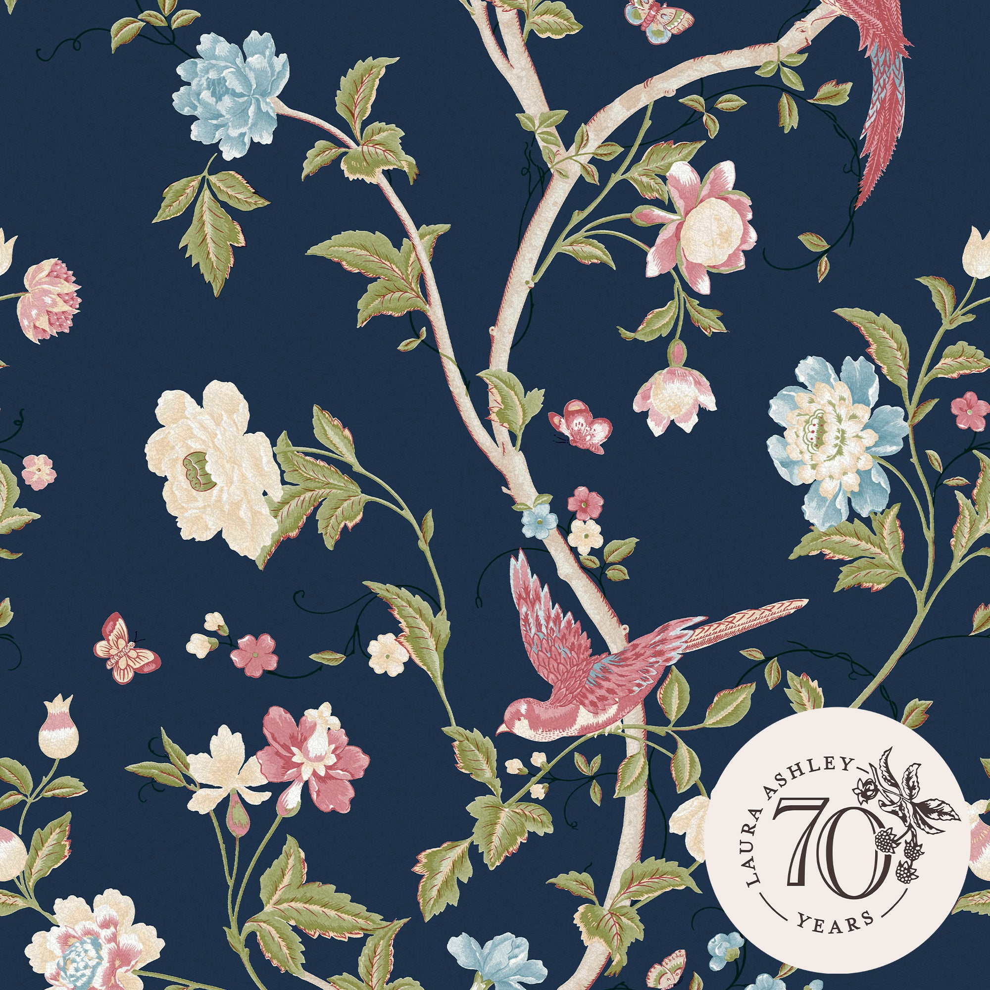 Laura Ashley Vliesbehang - Summer Palace Midnight Blue - Blauw 10mx52c