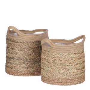 Mica Decorations Anne Plantenmand – Set van 2 – H28 x Ø30 cm – Zeegras Mica Decorations Anne Plantenmand – Set van 2 – H28 x Ø30 cm – Zeegras
