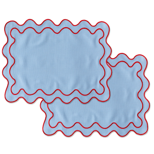 Kulu Club placemats Wavy – linnenmix – blauw – set van 2 Kulu Club placemats Wavy – linnenmix – blauw – set van 2