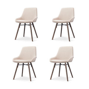 Nolon Nena-Isa Eetkamerstoelen Set van 4 – Beige – Walnoot Nolon Nena-Isa Eetkamerstoelen Set van 4 – Beige – Walnoot