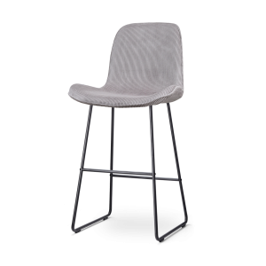 Nolon Nino-Fé Barkruk Ribstof Warm Grijs – Zwart Onderstel – 75 cm
