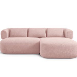 Micadoni rechter hoekbank Jenny 5-zits, boucle poederroze – 145x200x73 Micadoni rechter hoekbank Jenny 5-zits, boucle poederroze – 145x200x73