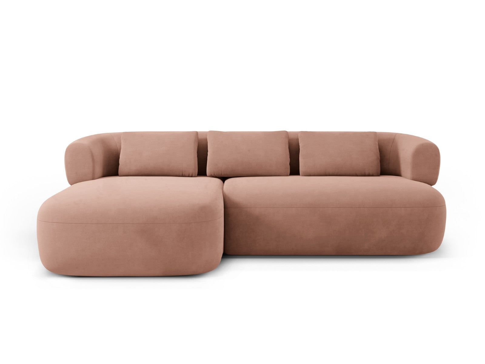 Micadoni linker hoekbank Jenny 5-zits, flueel terracotta - 145x225x73c