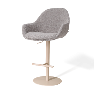 Nolon Niva-Mae tulp barkruk bouclé taupe verstelbaar – beige poten Nolon Niva-Mae tulp barkruk bouclé taupe verstelbaar – beige poten