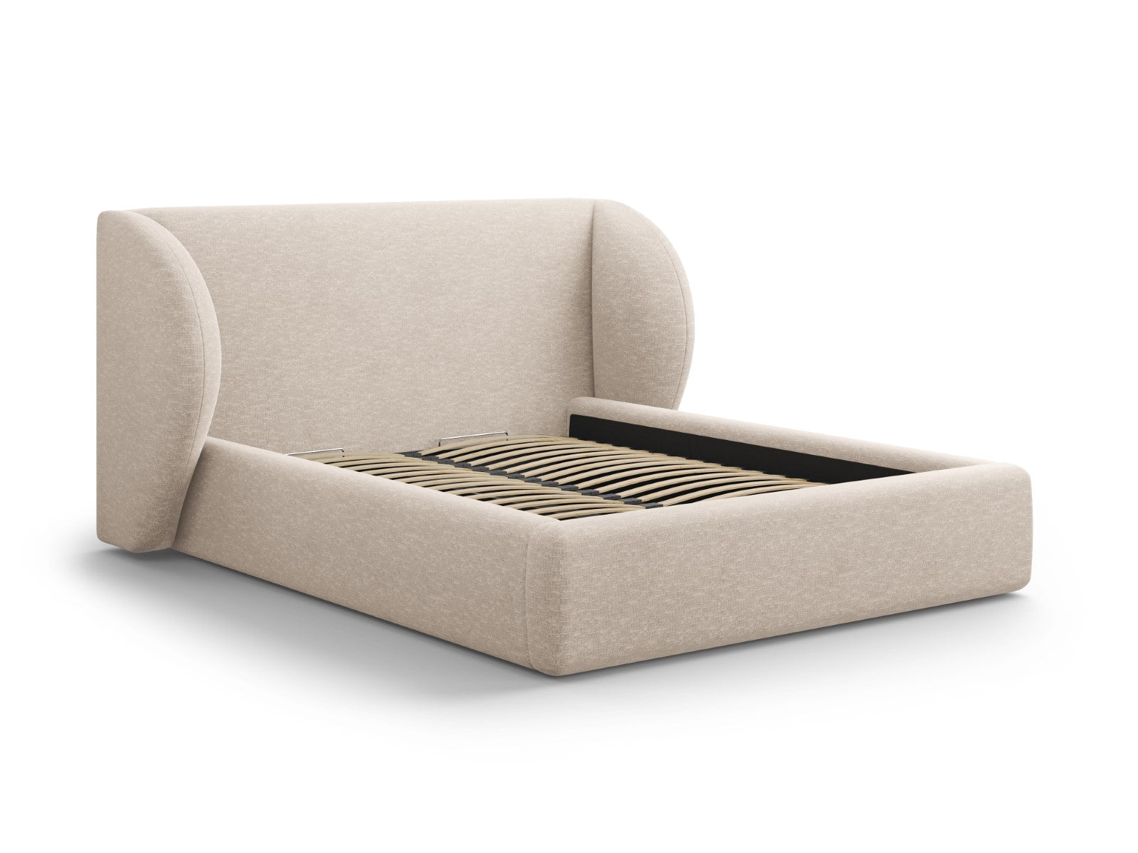 Micadoni Opbergbed met hoofdeinde Miley 200x200cm, chenille, beige - 2
