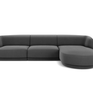 Micadoni rechter hoekbank Miley 4-zits, flueel, grijs – 156x255x70cm Micadoni rechter hoekbank Miley 4-zits, flueel, grijs – 156x255x70cm