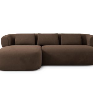 Micadoni linker hoekbank Jenny 5-zits, flueel chocolade – 145x225x73cm Micadoni linker hoekbank Jenny 5-zits, flueel chocolade – 145x225x73cm