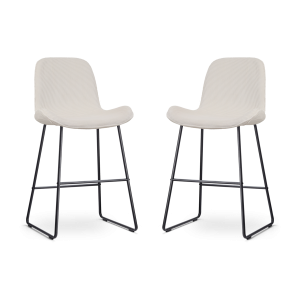 Nolon Nino-Fé Barkrukken Set van 2 – Ribstof Crème – Zwart – 65 cm Nolon Nino-Fé Barkrukken Set van 2 – Ribstof Crème – Zwart – 65 cm