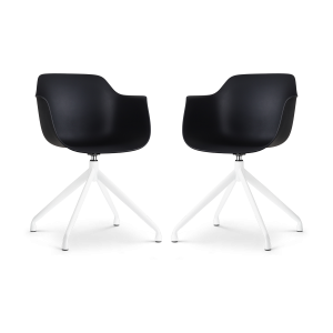 Nolon Nola-Puk Draaibare Eetkamerstoelen Zwart – Wit Onderstel – 2x Nolon Nola-Puk Draaibare Eetkamerstoelen Zwart – Wit Onderstel – 2x