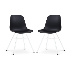 Nolon Noa-Pip Eetkamerstoelen Set van 2 – Zwart – Witte Poten Nolon Noa-Pip Eetkamerstoelen Set van 2 – Zwart – Witte Poten